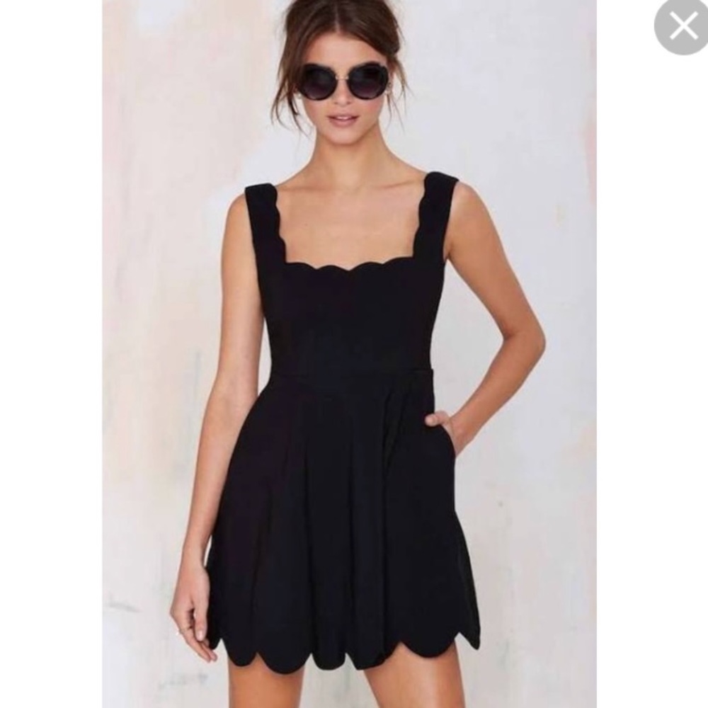 Nasty Gal black scalloped dress NWT in XXS